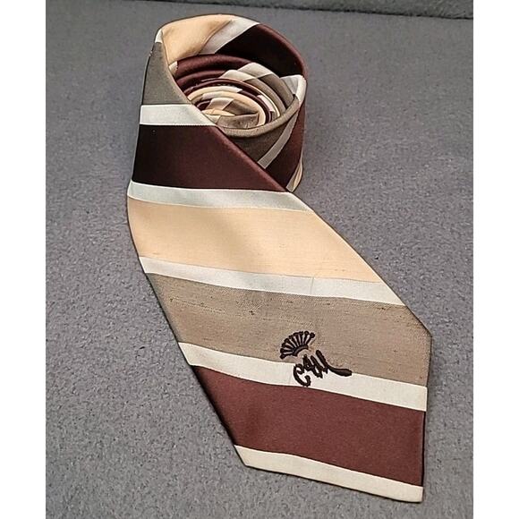 VTG Countess Mara 1950s Neck Tie – Red Bronze Gold Bold Stripe Satin 57x3.5 GUC - Picture 1 of 11